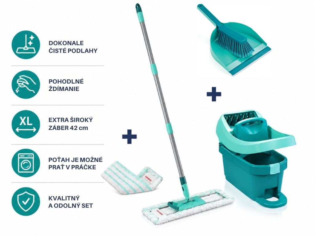 Leifheit Sada na upratovanie mop Profi XL + vedro Profi XL s integrovanými kolieskami 55395